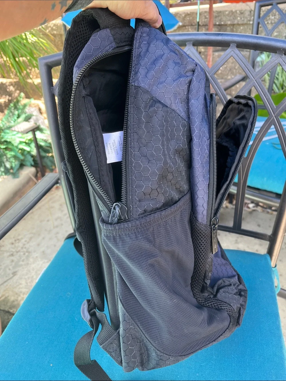 Under Armour Black and Navy Hex-Pattern Backpack